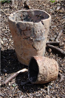 Bronze age pots with stab decoration made with a simple stick tool.